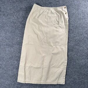 Eddie Bauer Womens Skirt Size‎ 8 Beige Cotton Button Front Midi Casual Career